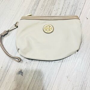 Chic Cream Wristlet with Gold Accent